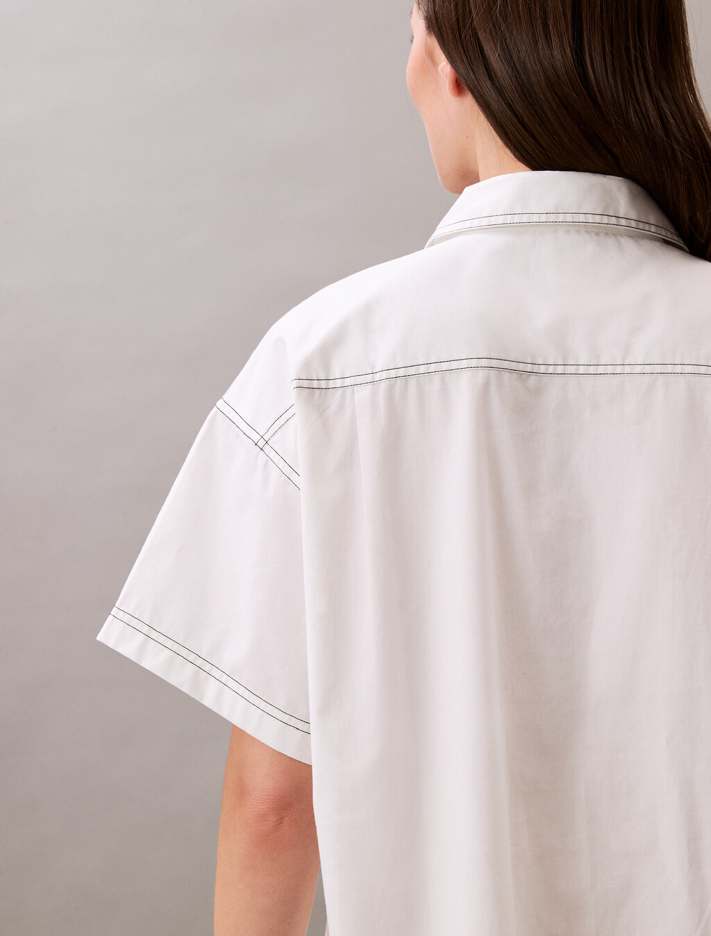 Cotton Twill Mini Shirt Dress, Blanc De Blanc, hi-res