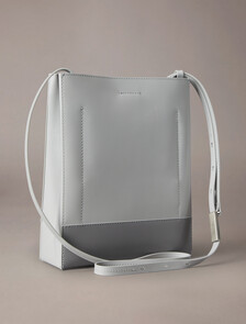 Leather Crossbody Tote Bag, Mirage Gray, hi-res