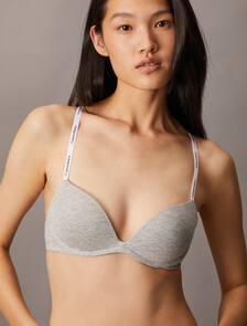 棉質莫代爾無鋼圈托高深 V 胸罩, Grey Heather, hi-res
