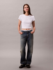 Monogram 標誌修身短版 T 恤, Bright White, hi-res