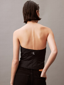 Padded Zip Bustier Top, Ck Black, hi-res
