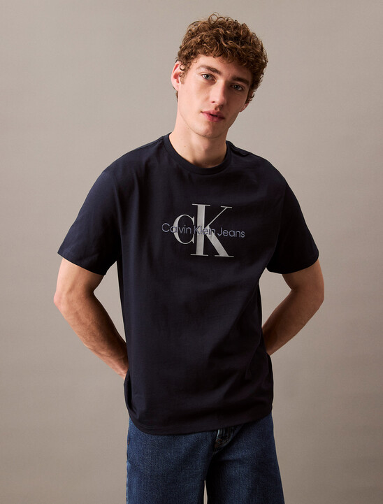 Monogram Logo Graphic Classic Crewneck T-Shirt, Dark Sapphire Monogram Logo Graphic Classic Crewneck T-Shirt