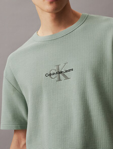 華夫格 Monogram 標誌寬鬆 T 裇, Slate Gray, hi-res