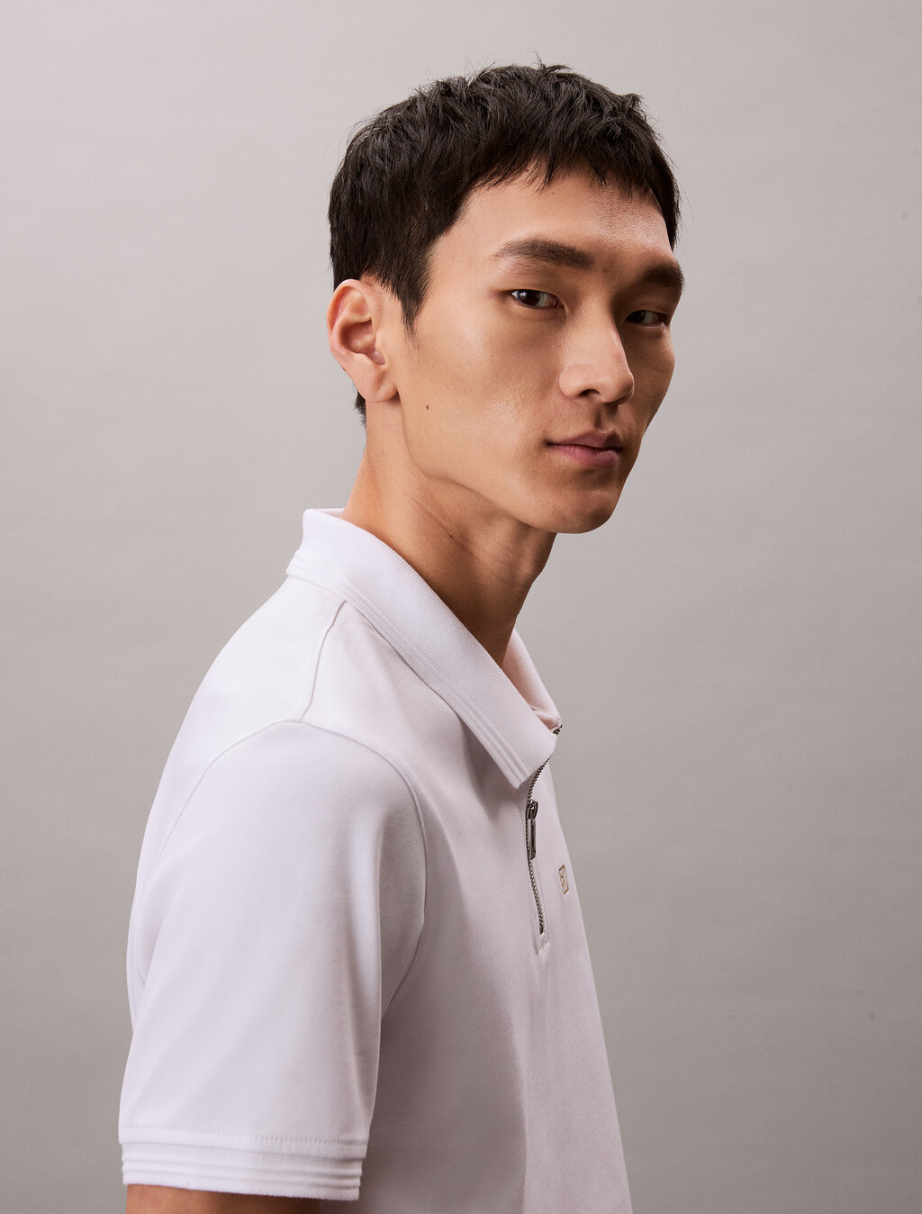 農曆新年 CK Emblem 修身 Polo 衫, Brilliant White, hi-res