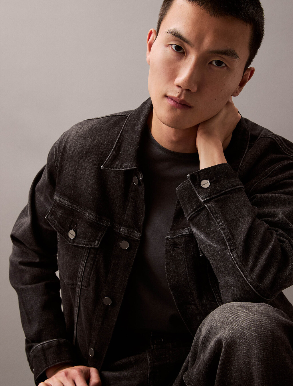 Cashmere Denim Trucker Jacket, MIDNIGHT STONE, hi-res