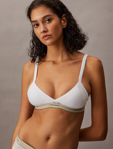 Lightly Lined Triangle Bra - Heritage Cotton Stretch, White, hi-res