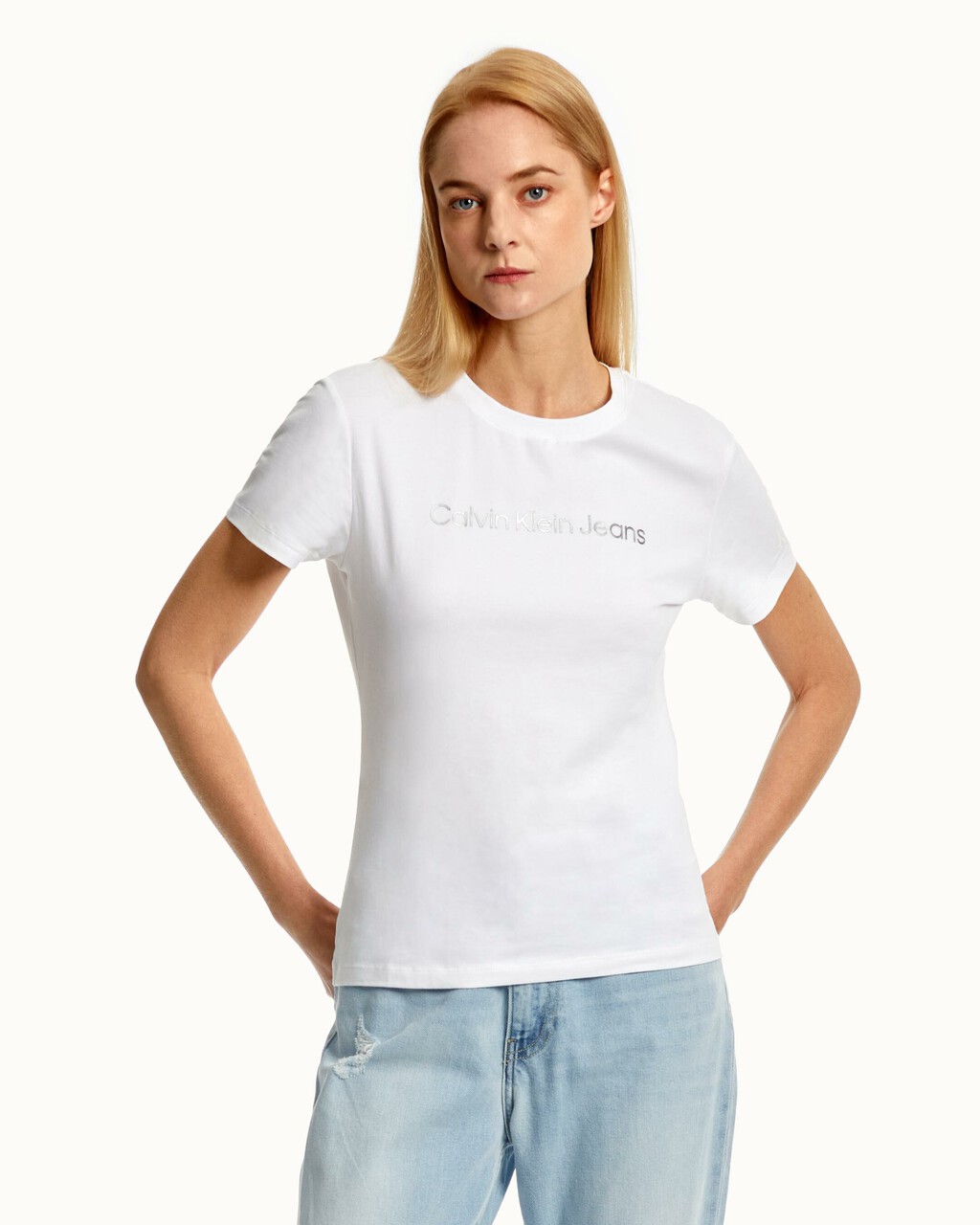 SHRUNKEN INSTITUTIONAL LOGO T 恤, Bright White, hi-res
