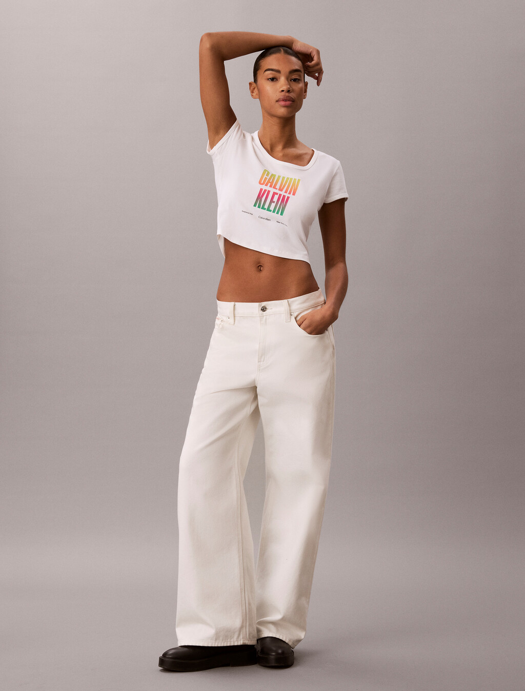 Slim Stretch Logo T-shirt - Pride, Bright White, hi-res