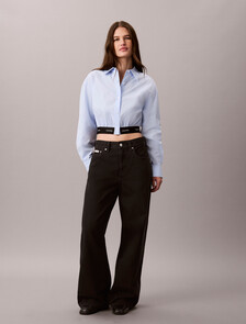Logo Waistband Cropped Shirt, Sweet Blue, hi-res