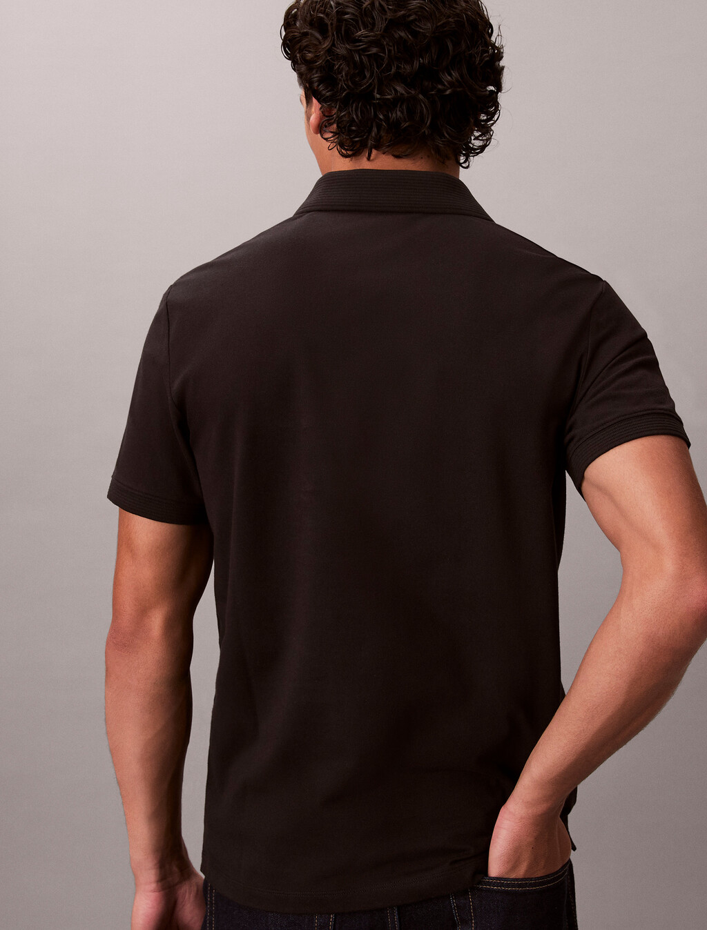 涼感珠地奧特曼領 Polo 衫, Black, hi-res