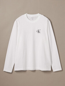 仿舊 Monogram 長袖 T 恤, Bright White, hi-res