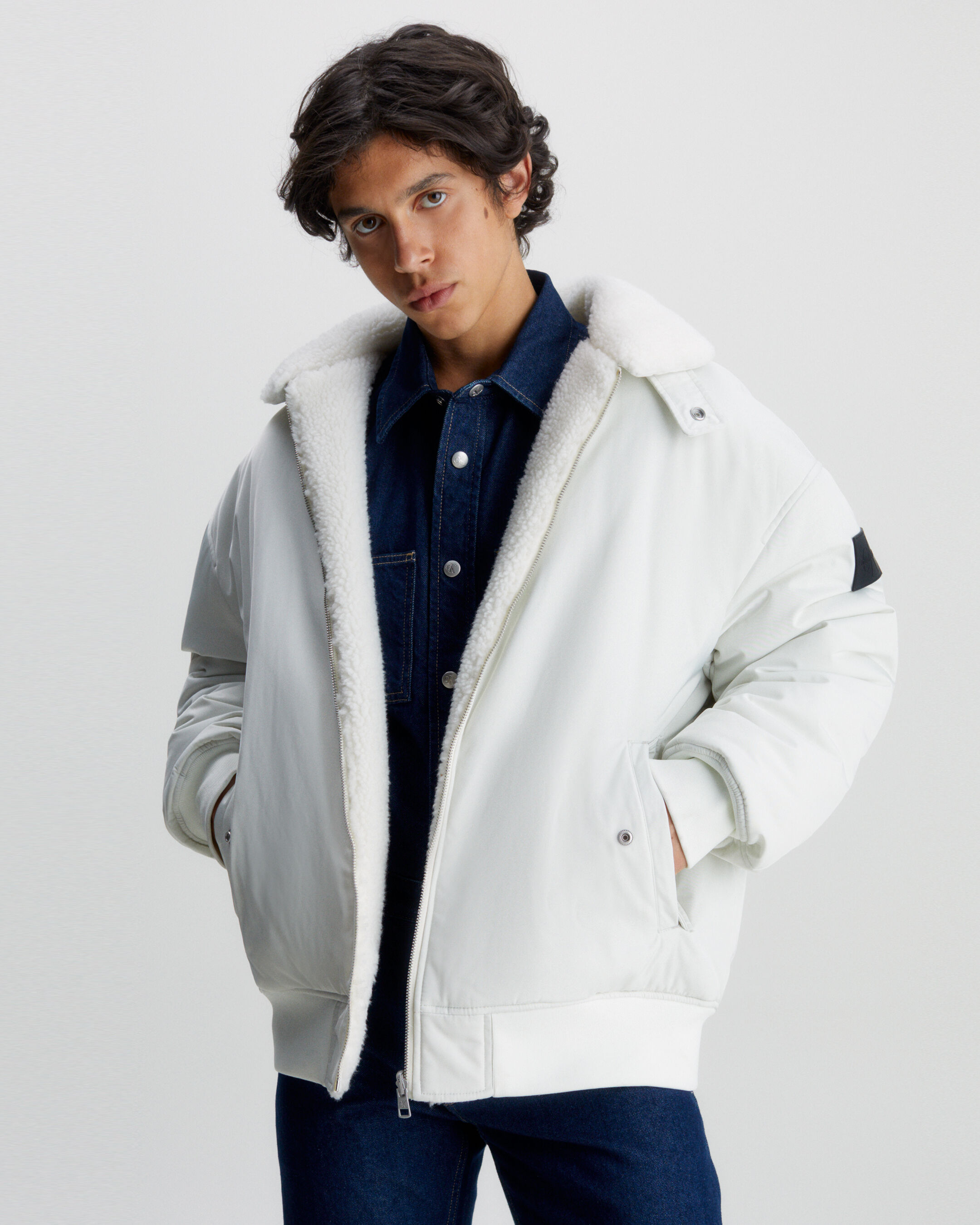 Calvin klein men's cheap oversized puffer bomber jacket