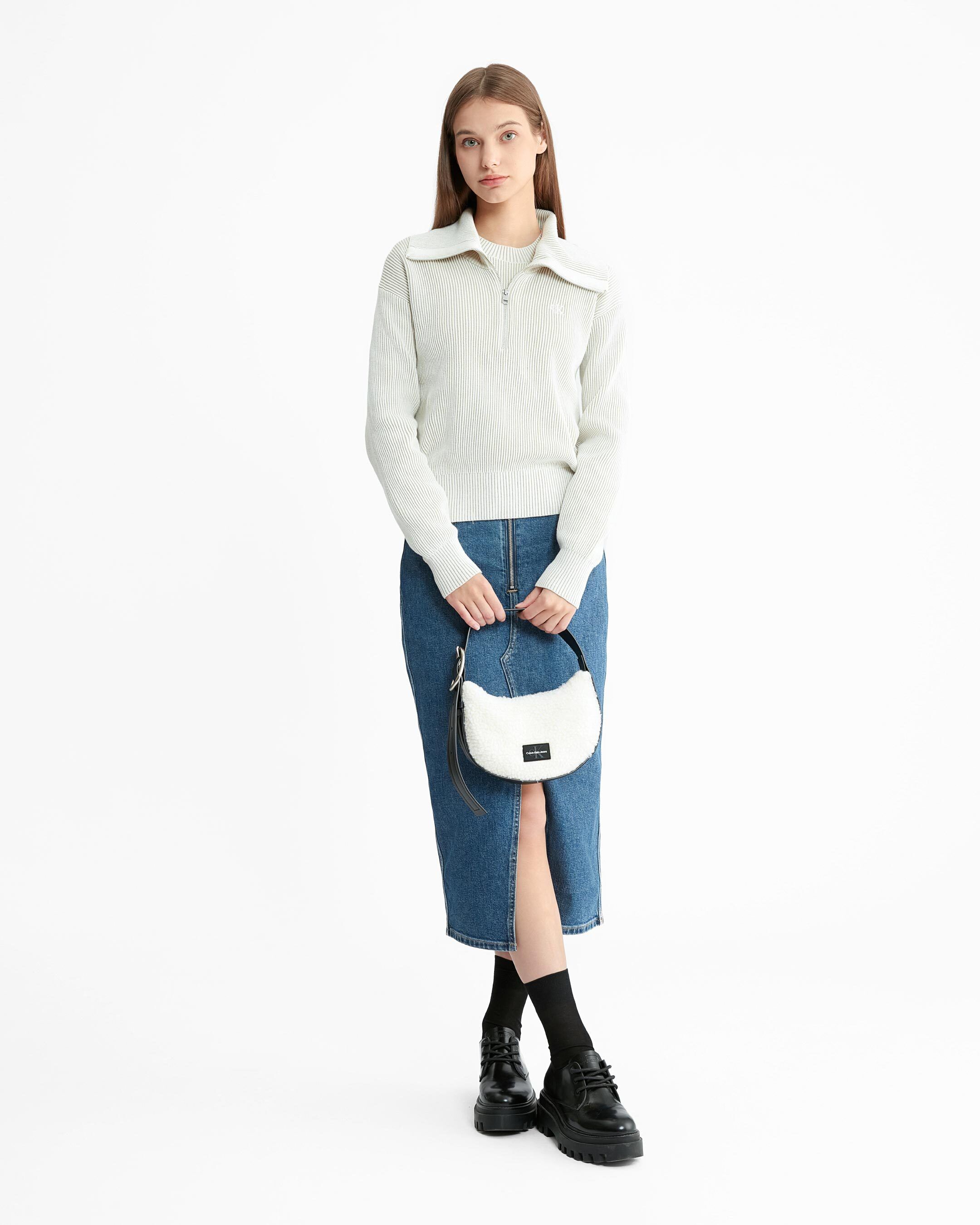 Calvin klein white jean skirt hot sale