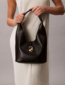 Stone Lock Slouchy Small Shoulder Bag, Black, hi-res