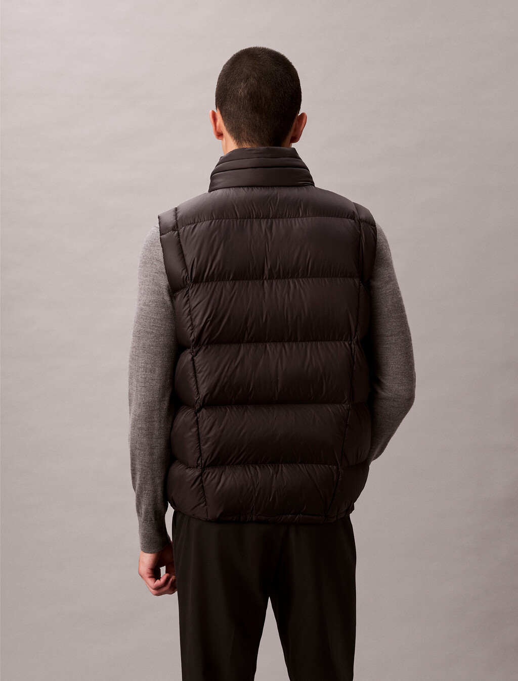 Nylon Quilted Puffer Vest, Black, hi-res