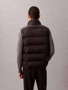 Nylon Quilted Puffer Vest, Black, hi-res