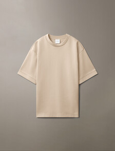 Combed Lightweight Interlock Cotton Crewneck T-Shirt, Crockery, hi-res