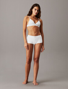 Cotton Modal Stretch Rib Lightly Lined Triangle Bra, White, hi-res