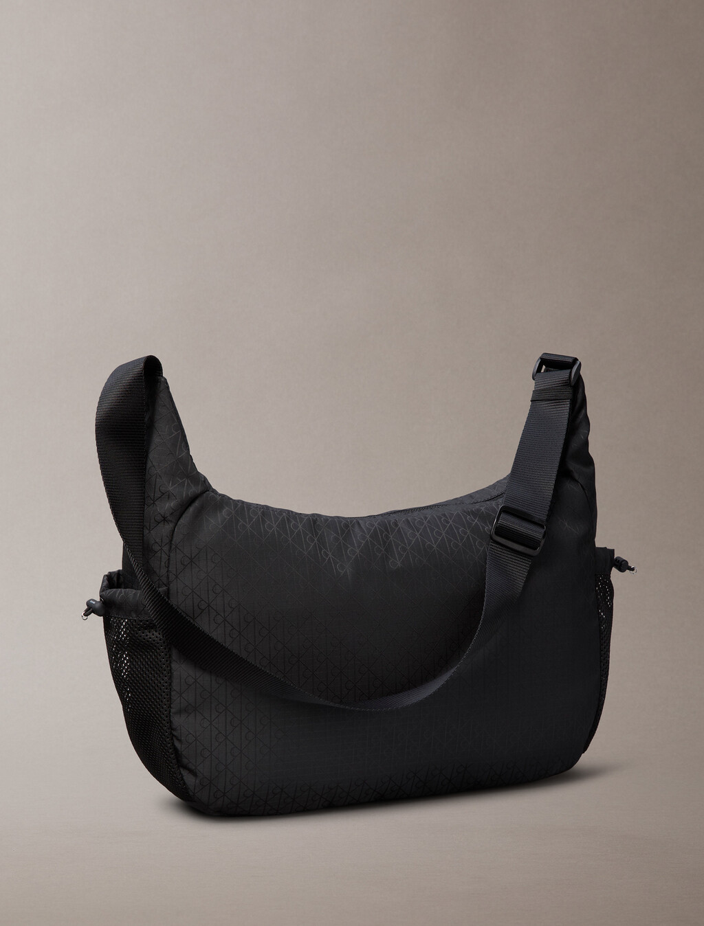 Water-Repellent Crossbody Duffle Bag, Black, hi-res