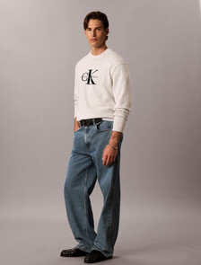 Relaxed Cotton Monologo Graphic Jumper, SNOW HEATHER, hi-res