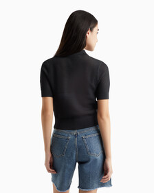 Second Skin Open Knit Polo, Ck Black, hi-res