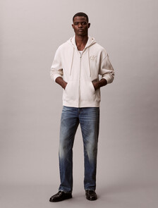 絲絨 Monogram 案連帽外套, Chalk, hi-res