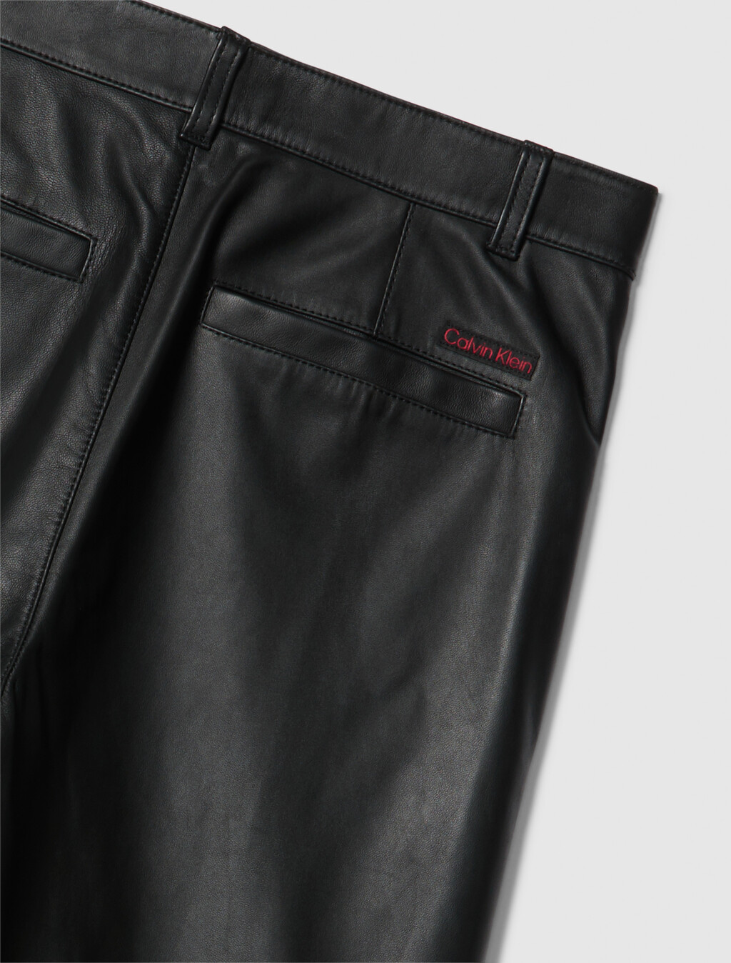 Leather Wide Leg Chinos, Black, hi-res