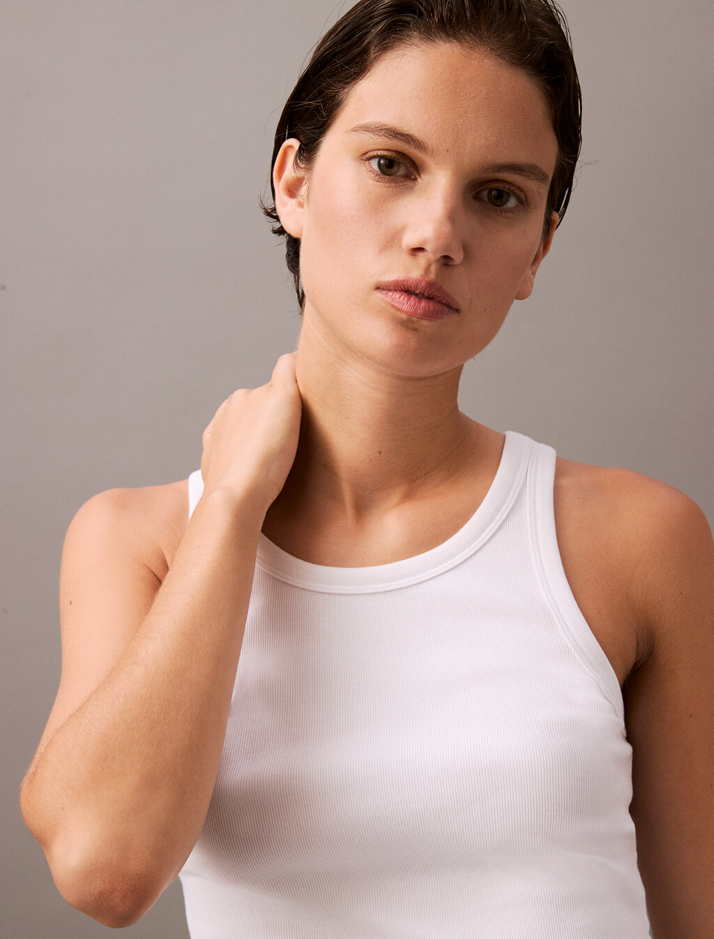 立體剪裁羅紋背心, Brilliant White, hi-res