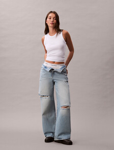 Monogram Rib Knit Tank Top, Brilliant White, hi-res