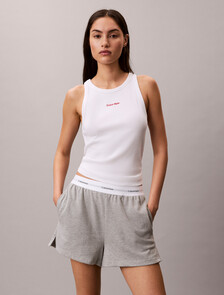 背心 - Cotton Stretch Rib, Classic White, hi-res