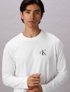 仿舊 Monogram 長袖 T 恤, Bright White, hi-res