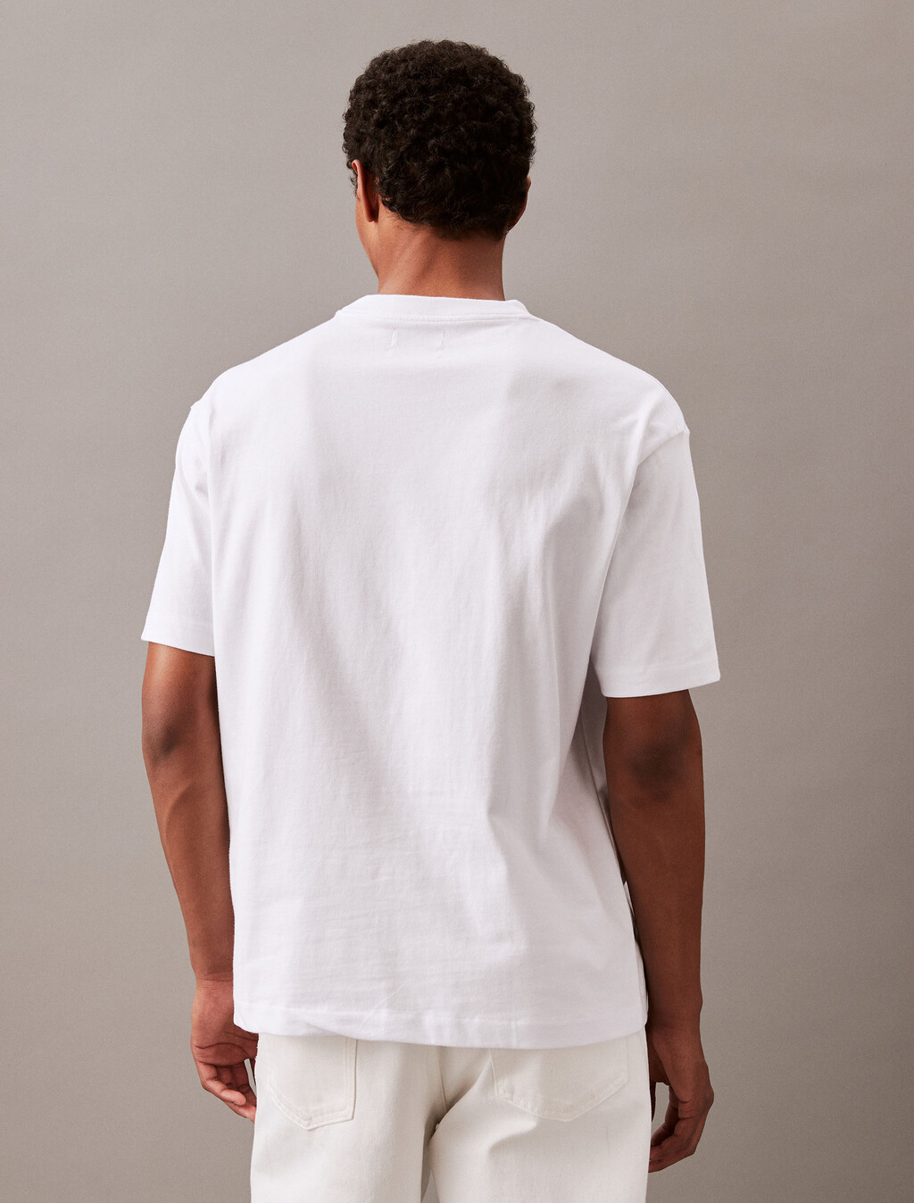 Calvin Logo 圓領上衣, Brilliant White, hi-res
