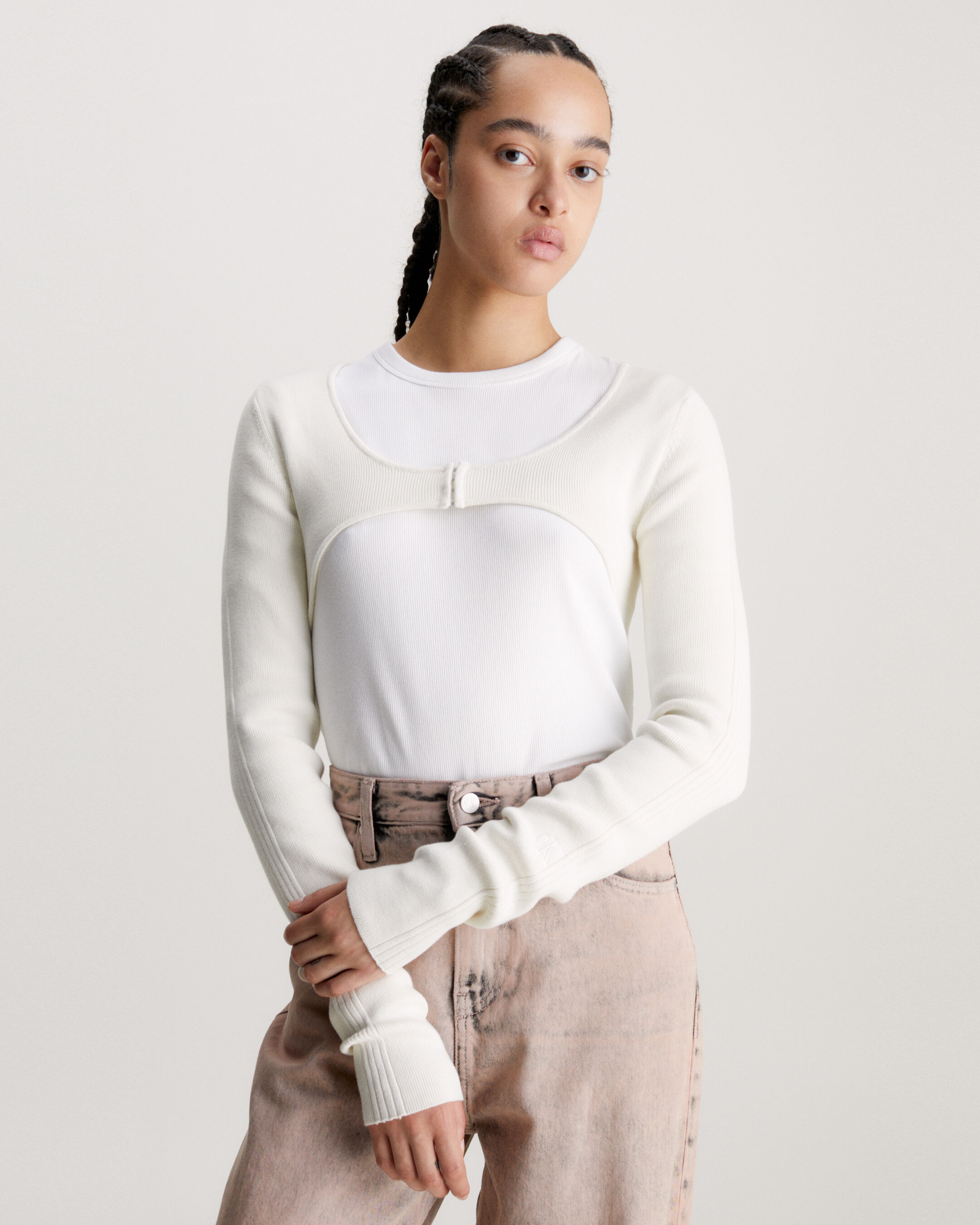 Cotton Micro Cardigan white Calvin Klein Taiwan