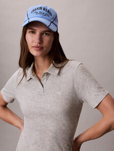 棉質萊賽爾垂墜感 Polo 洋裝, B10 Grey Heather, hi-res