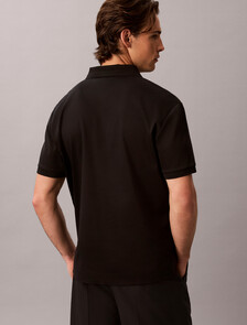 絲光雙面針織棉 Polo 衫, Black, hi-res
