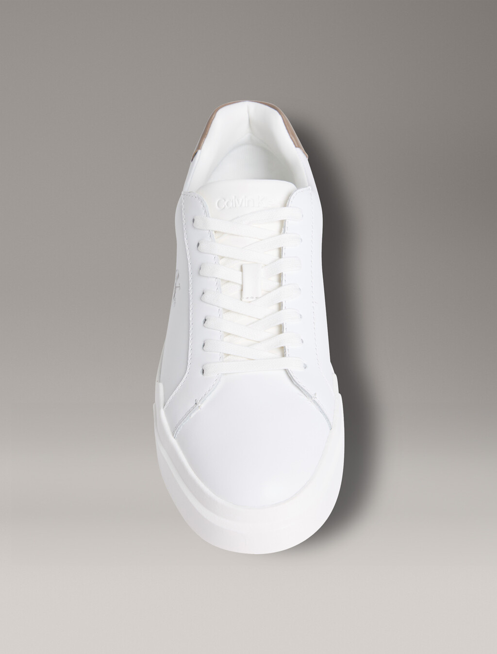Leather Durable Traction NYC Trainers, Bright White/Desert Taupe, hi-res