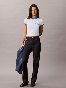 Slim Baby Fit Varsity Logo Ringer T-Shirt, Plein Air, hi-res