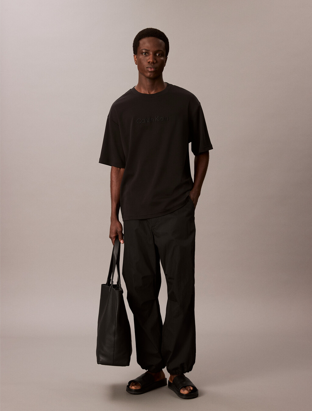 Calvin Klein 標誌 T 恤, Black, hi-res
