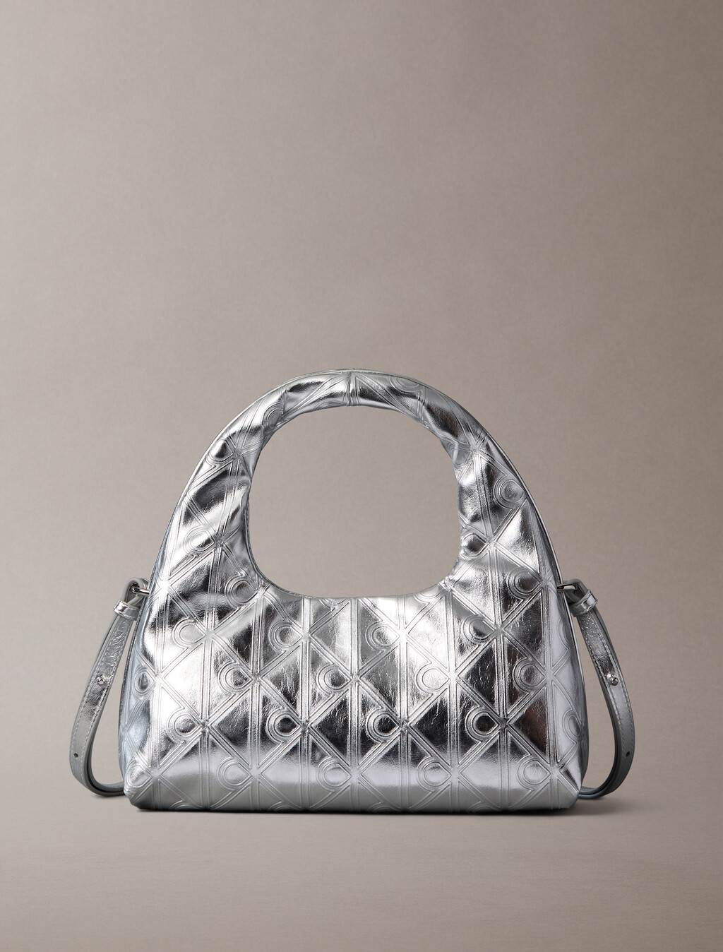 Puffer Emblem Logo Metallic Mini Bag, SILVER METALLIC, hi-res