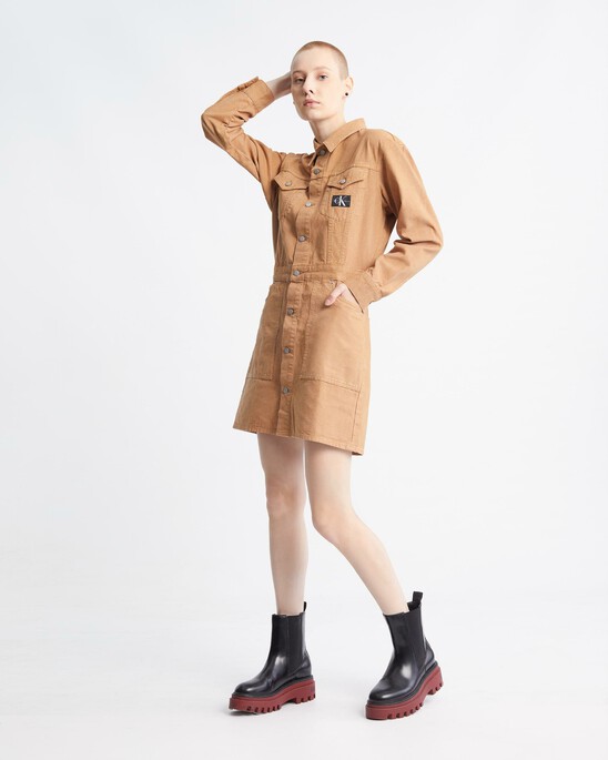 Modern Workwear Canvas Trucker Dress