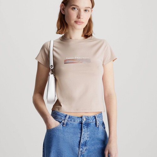 Slim Cropped Logo T-Shirt SEPIA ROSE