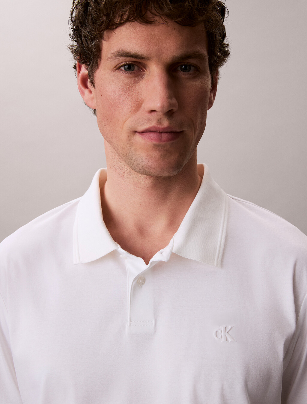 絲光棉修身 Polo 衫, Bright White, hi-res