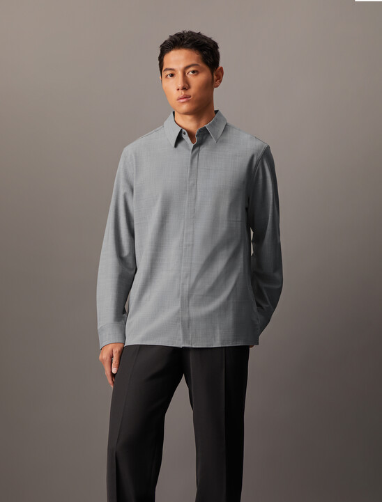 Wool Blend Covered Placket Shirt