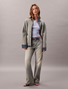 棉質彈性羅紋貼身 T 恤, Casual Blue, hi-res