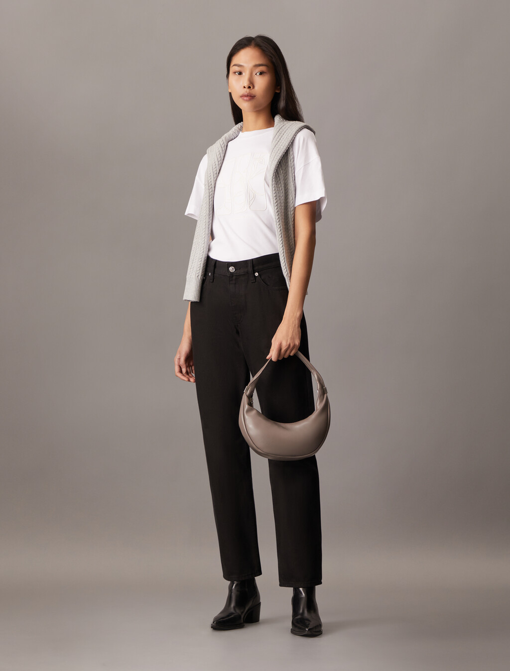 CK Pinched Soft Crescent Bag, Driftwood, hi-res