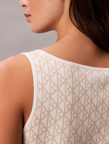 Monogram Tank Cardigan Twinset, White Greige, hi-res