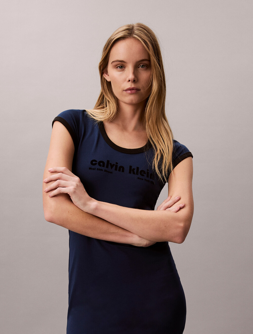 Calvin Klein Logo T-shirt Dress, Pageant Blue, hi-res