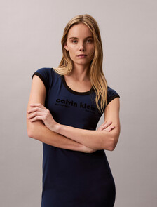 Calvin Klein Logo T-shirt Dress, Pageant Blue, hi-res
