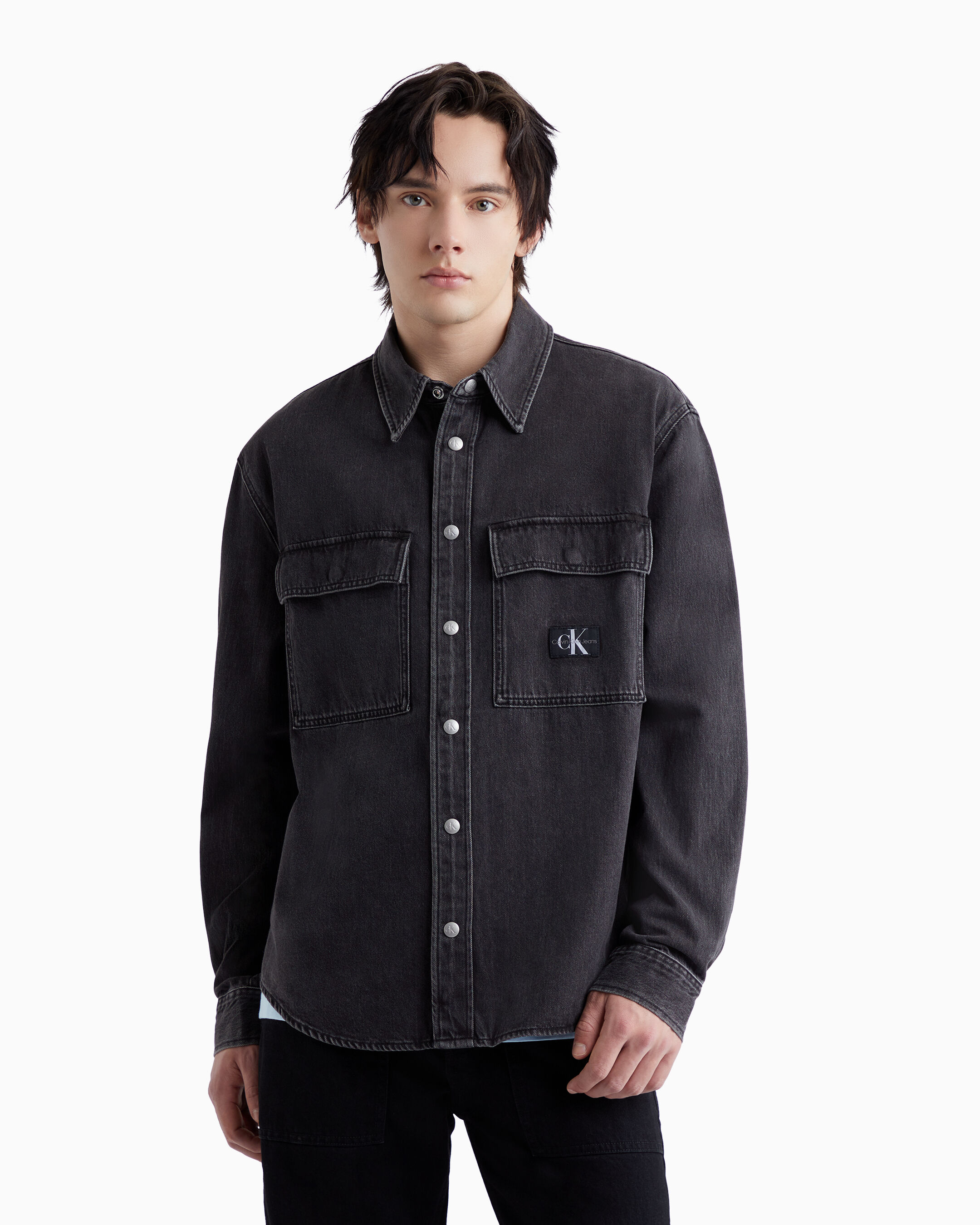 Calvin klein hotsell black denim shirt