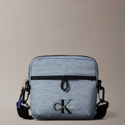 鮮色標誌尼龍方形斜肩包 Gray Heather
